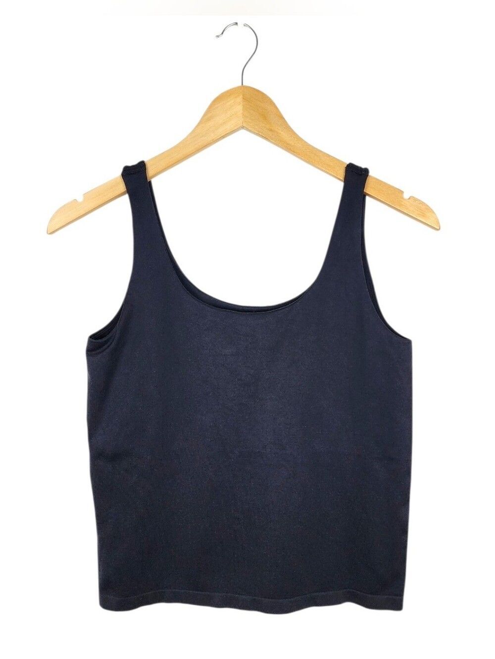 Avec Les Filles Black Scoop Neck Tank Top built-in shelf bra  S/M